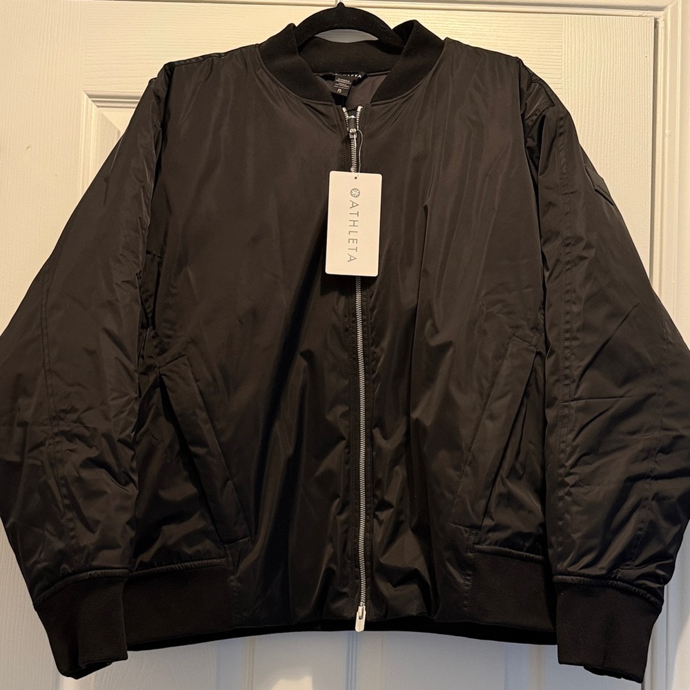 Athleta Black Bomber Jacket. XL. New with tags.